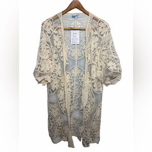Rebellion Cream Lace Cardigan Duster Crochet Oversized S